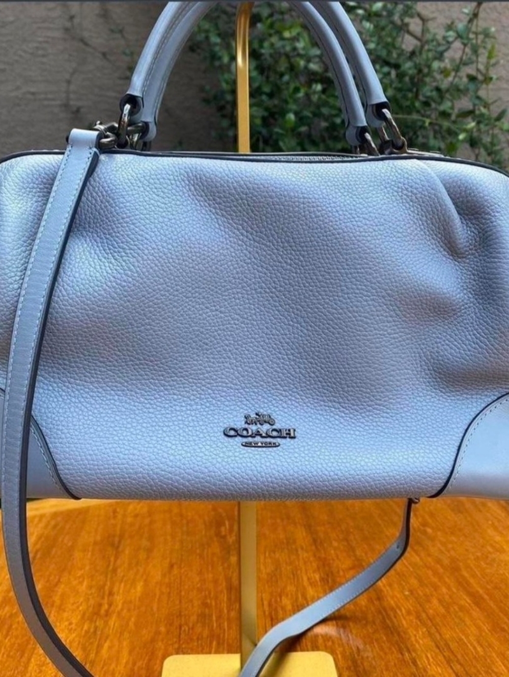 COACH Pebbled Leather Satchel Handbag in Gray